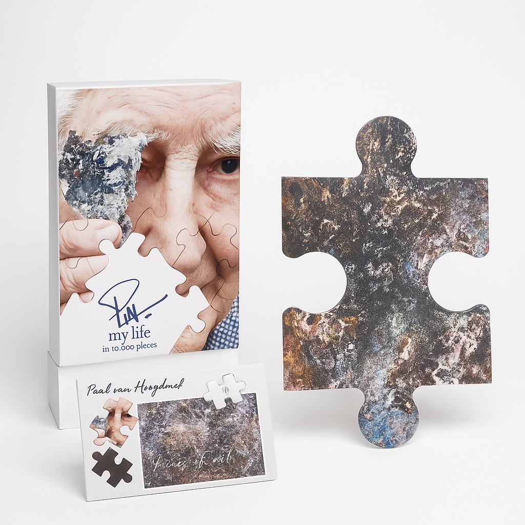 Paul Van Hoeydonck 3-Piece Puzzle Edition featuring artist's working table scan
